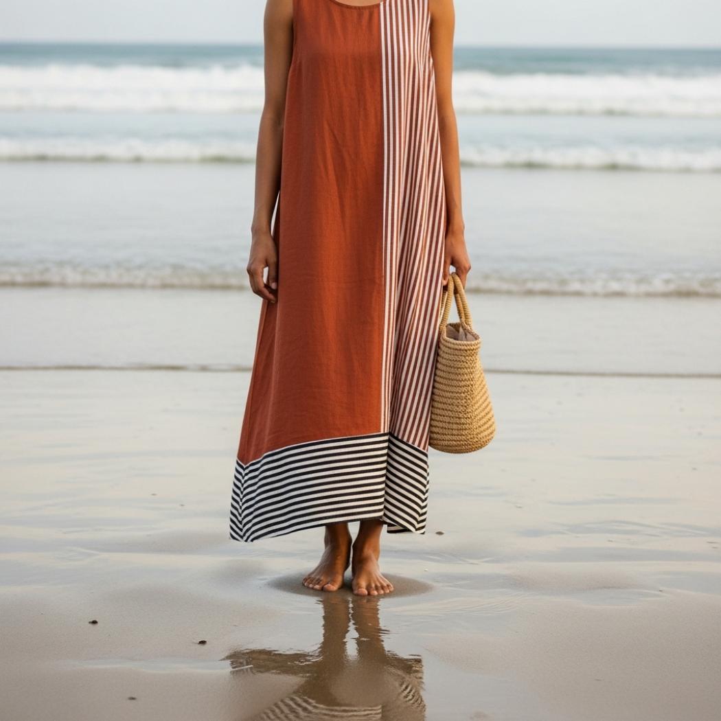 Women's Vintage Geometric Line Art Dress