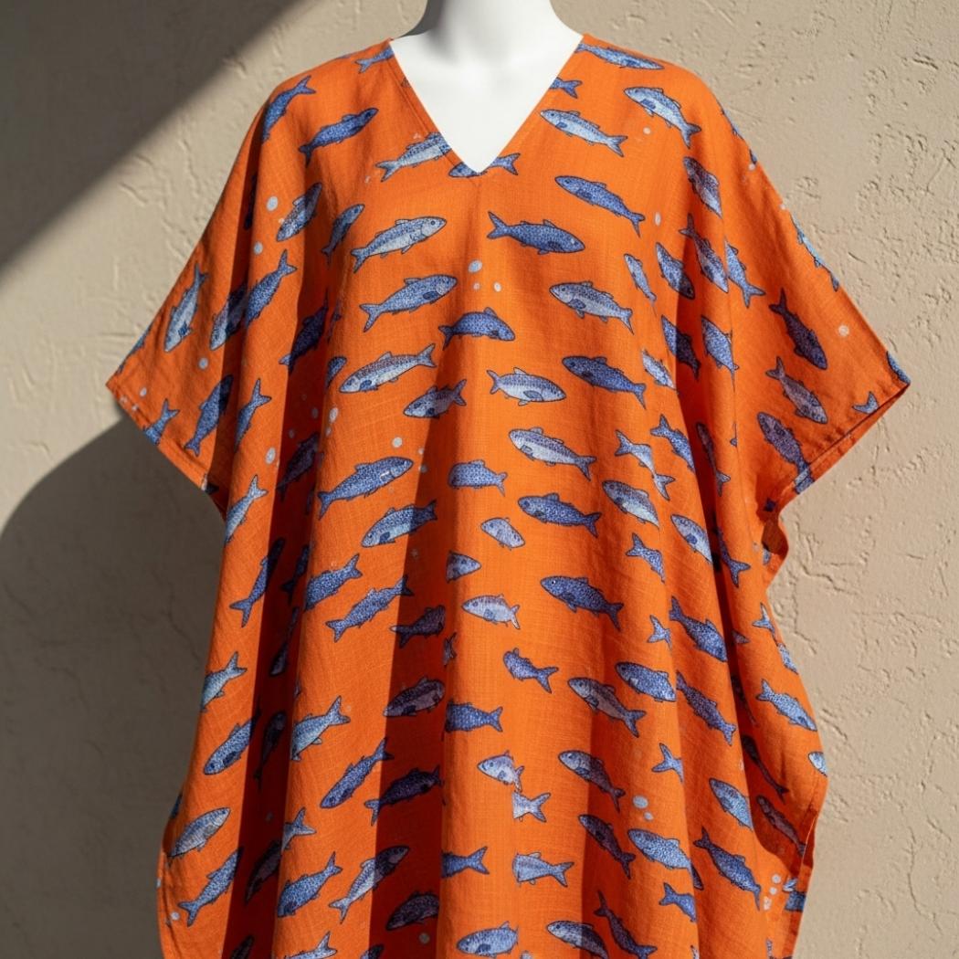 Women's Vintage Fish Art Print Dress