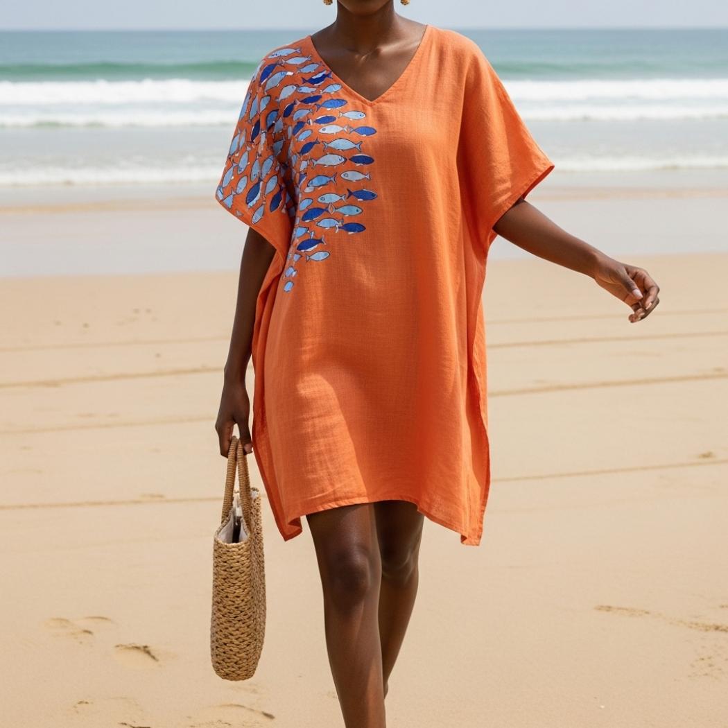 Women's Vintage Fish Art Print Dress