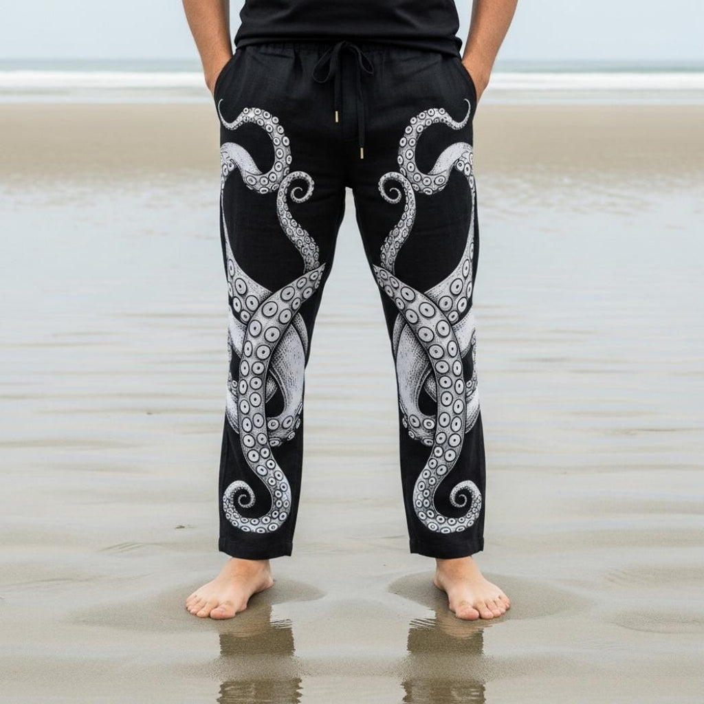 Octopus Tentacle Linen Blend Track Pants
