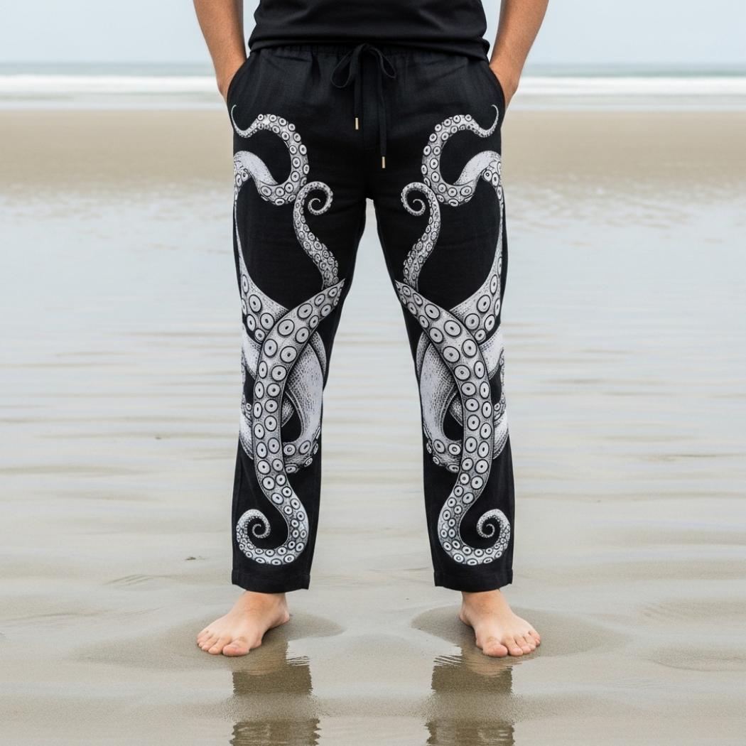 Octopus Tentacle Linen Blend Track Pants