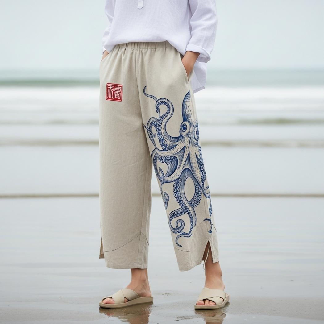 Octopus Japanese-style cropped casual pants