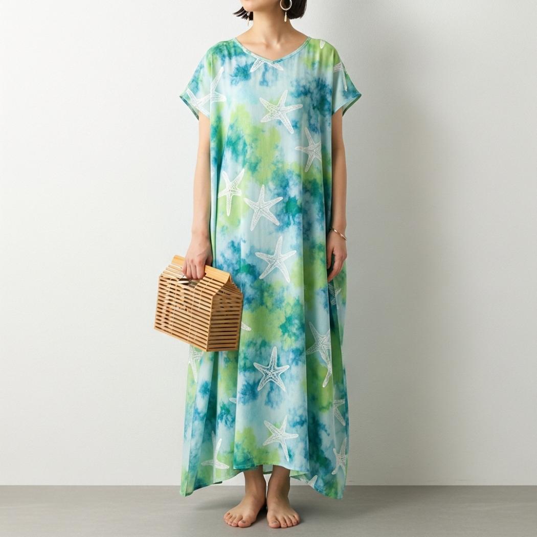 Women's Vintage Beach Starfish Print Dress