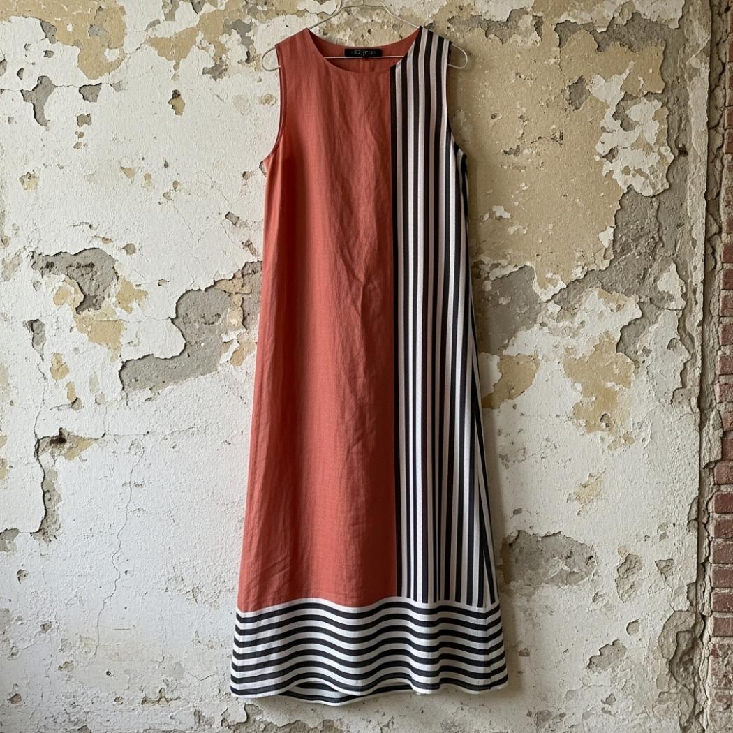 Women's Vintage Geometric Line Art Dress