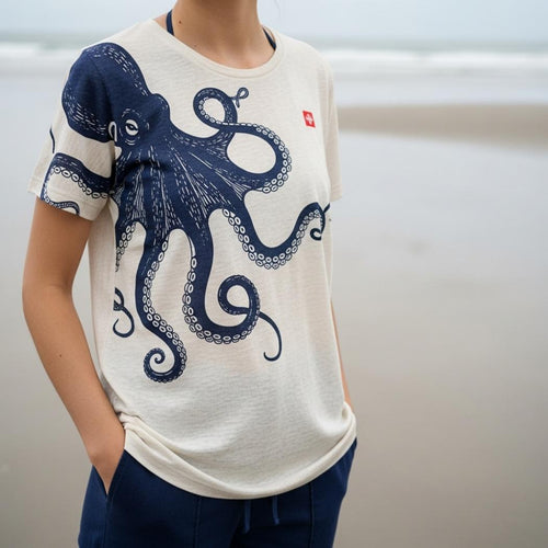 Japanese Art Octopus Linen Casual T-Shirt