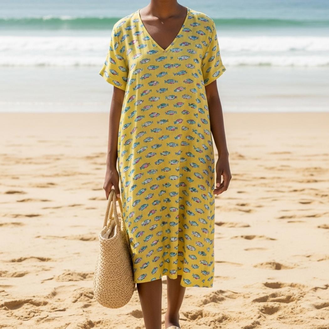 Women's Vintage Fish Art Print Dress