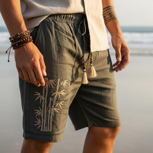 Japanese linen blend casual shorts