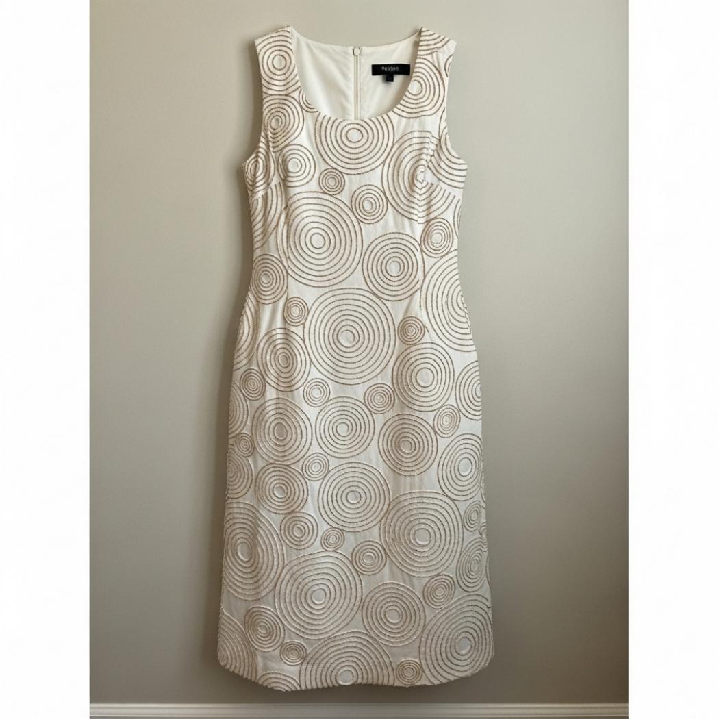Wave-embroidered Linen Tank Dress