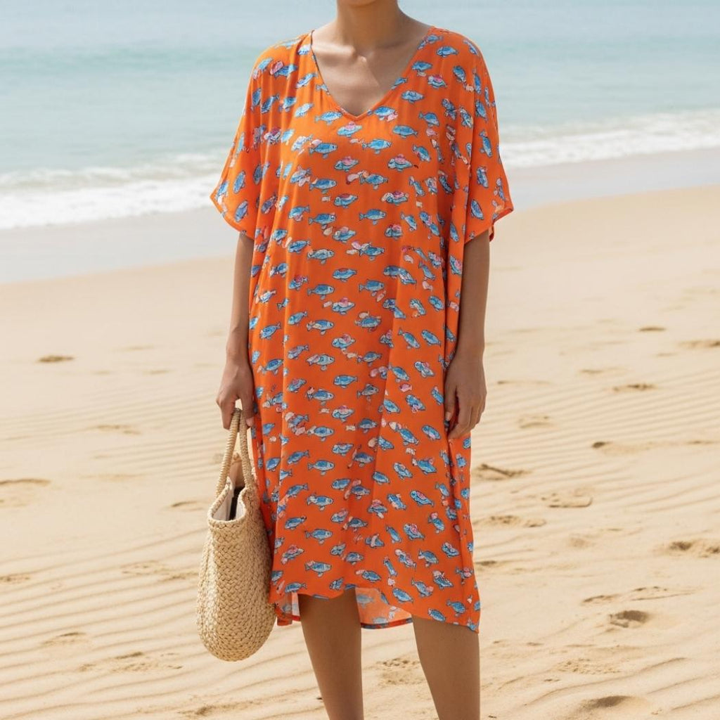 Women's Vintage Fish Art Print Dress