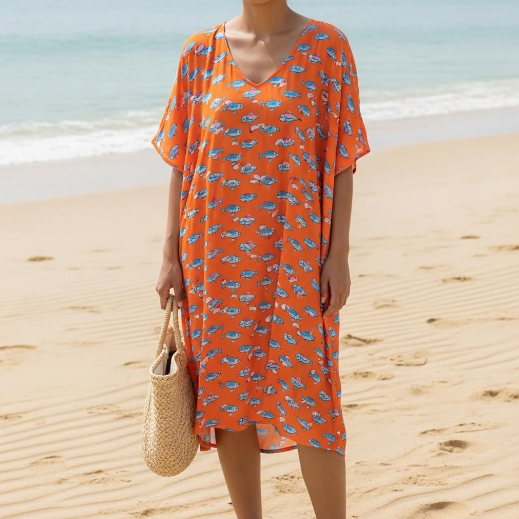 Women's Vintage Fish Art Print Dress