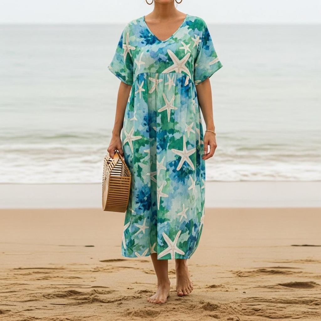 Women's Vintage Beach Starfish Print Dress