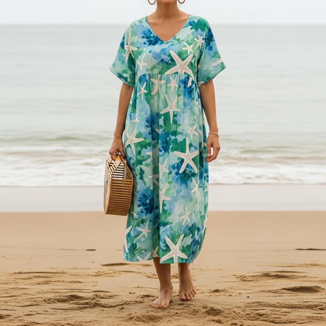 Women's Vintage Beach Starfish Print Dress