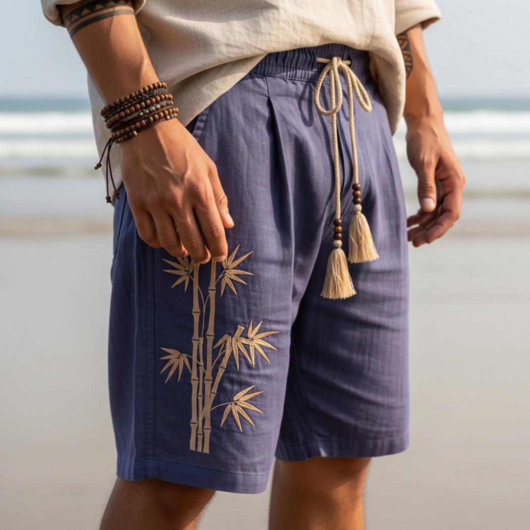 Japanese linen blend casual shorts