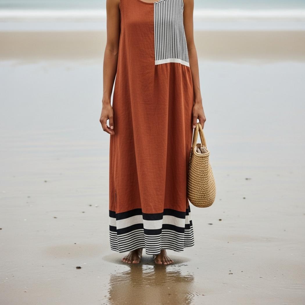Women's Vintage Geometric Line Art Dress