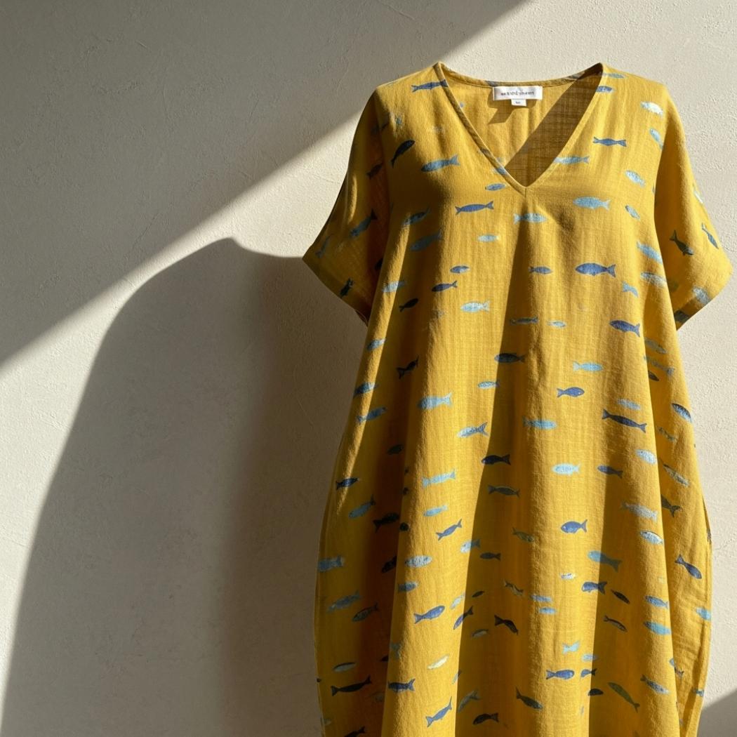 Women's Vintage Fish Art Print Dress
