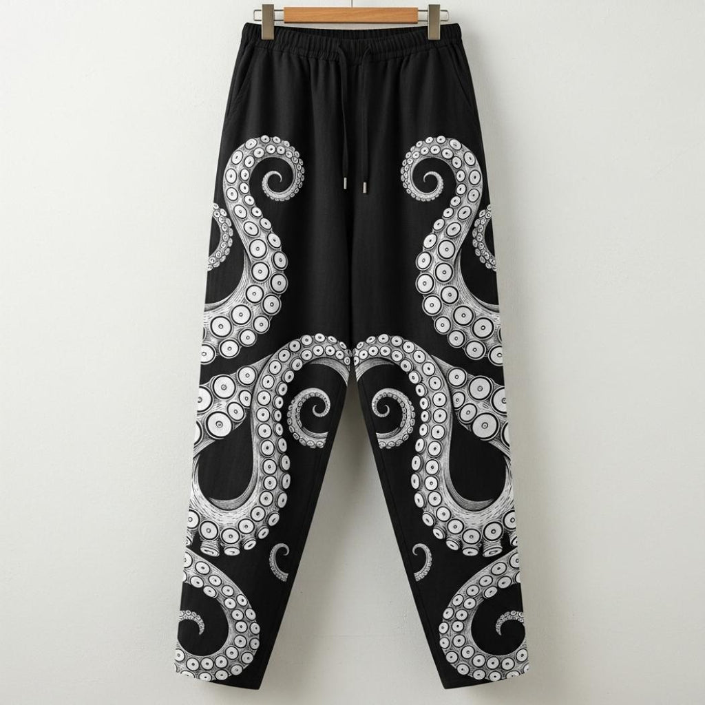 Octopus Tentacle Linen Blend Track Pants