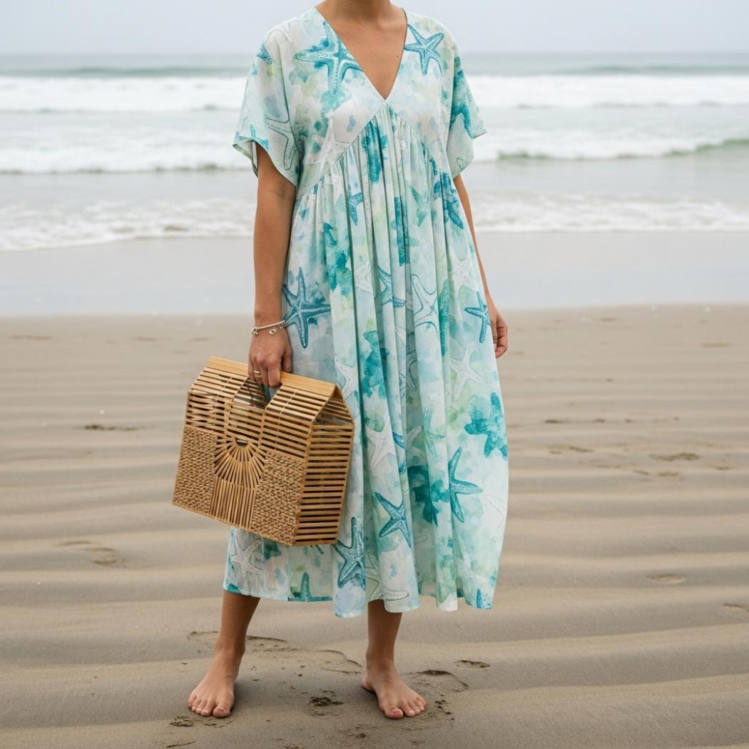 Women's Vintage Beach Starfish Print Dress